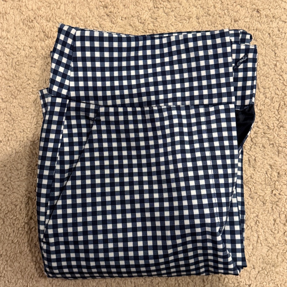 Zara Navy and White Gingham Trousers